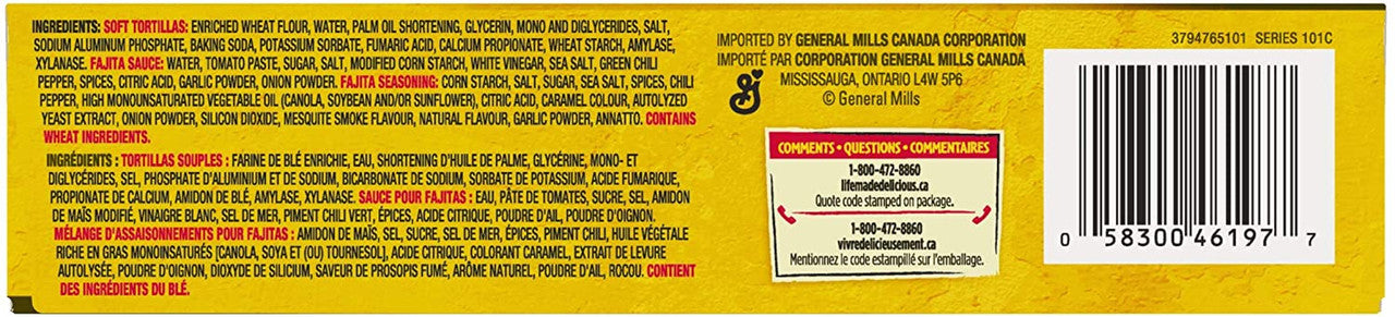 Old El Paso Fajita Dinner Kit –  Makes 12 Tortillas, 400g (14.1 oz) Box Ingredients