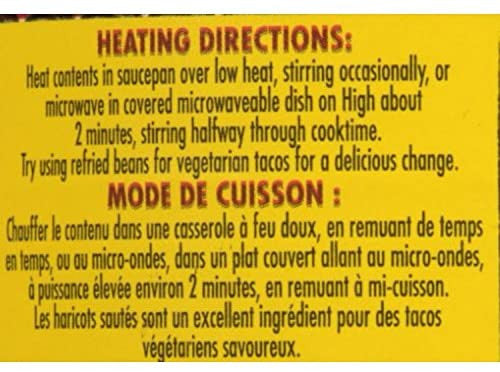 Old El Paso Refried Beans – 398ml (14 fl.oz) Heating Directions