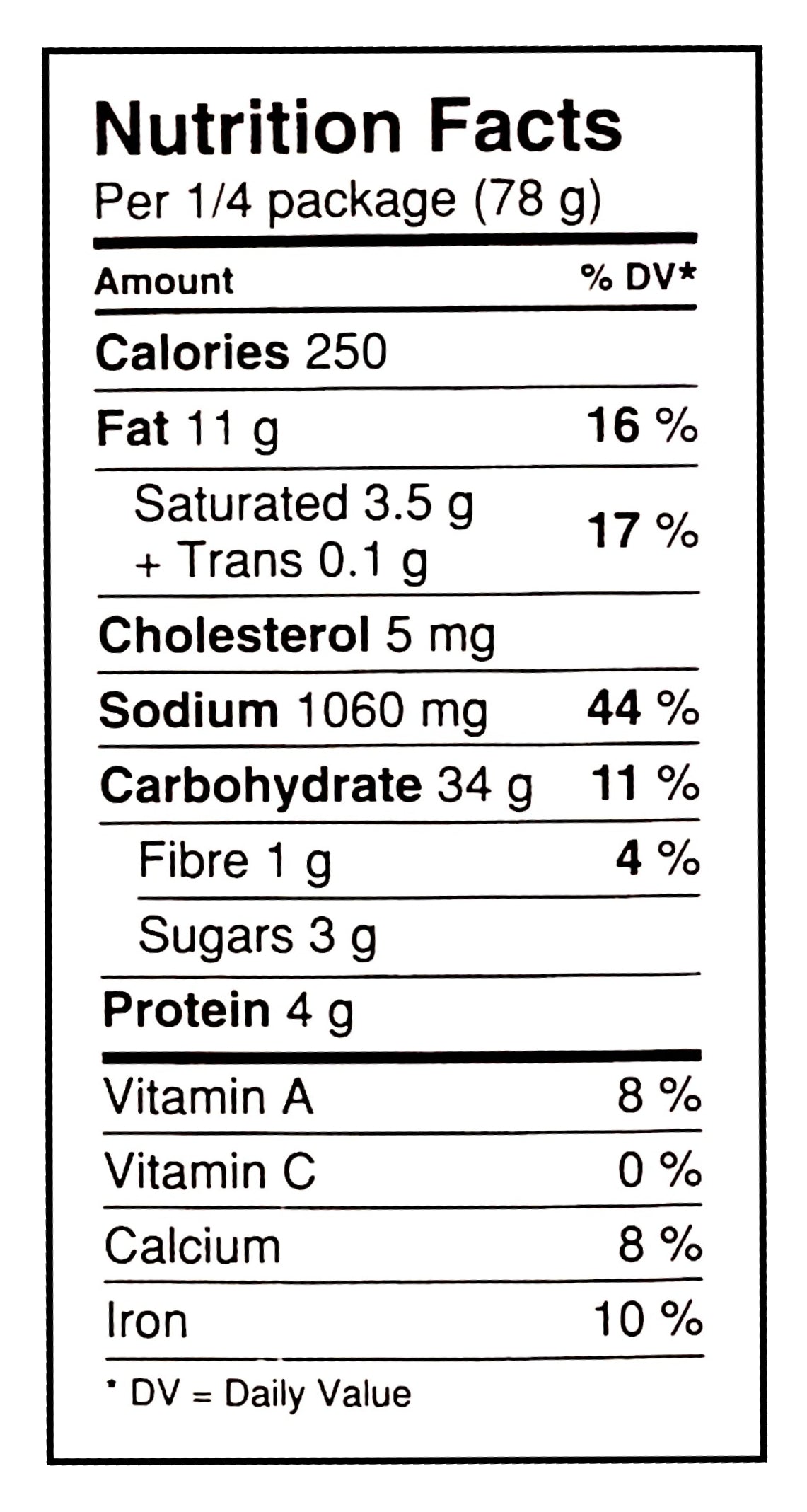 Old El Paso Soft Taco Bake Dinner Kit – 312g / 11oz - Nutrition Facts Label