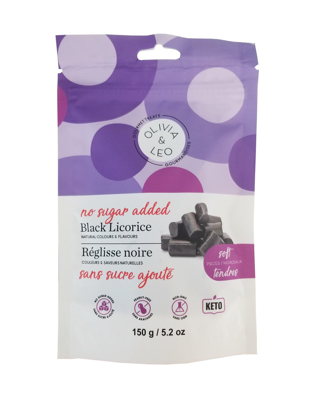 Olivia & Leo No Sugar Added Black Licorice, 150g/5.2 oz. {Imported from Canada}