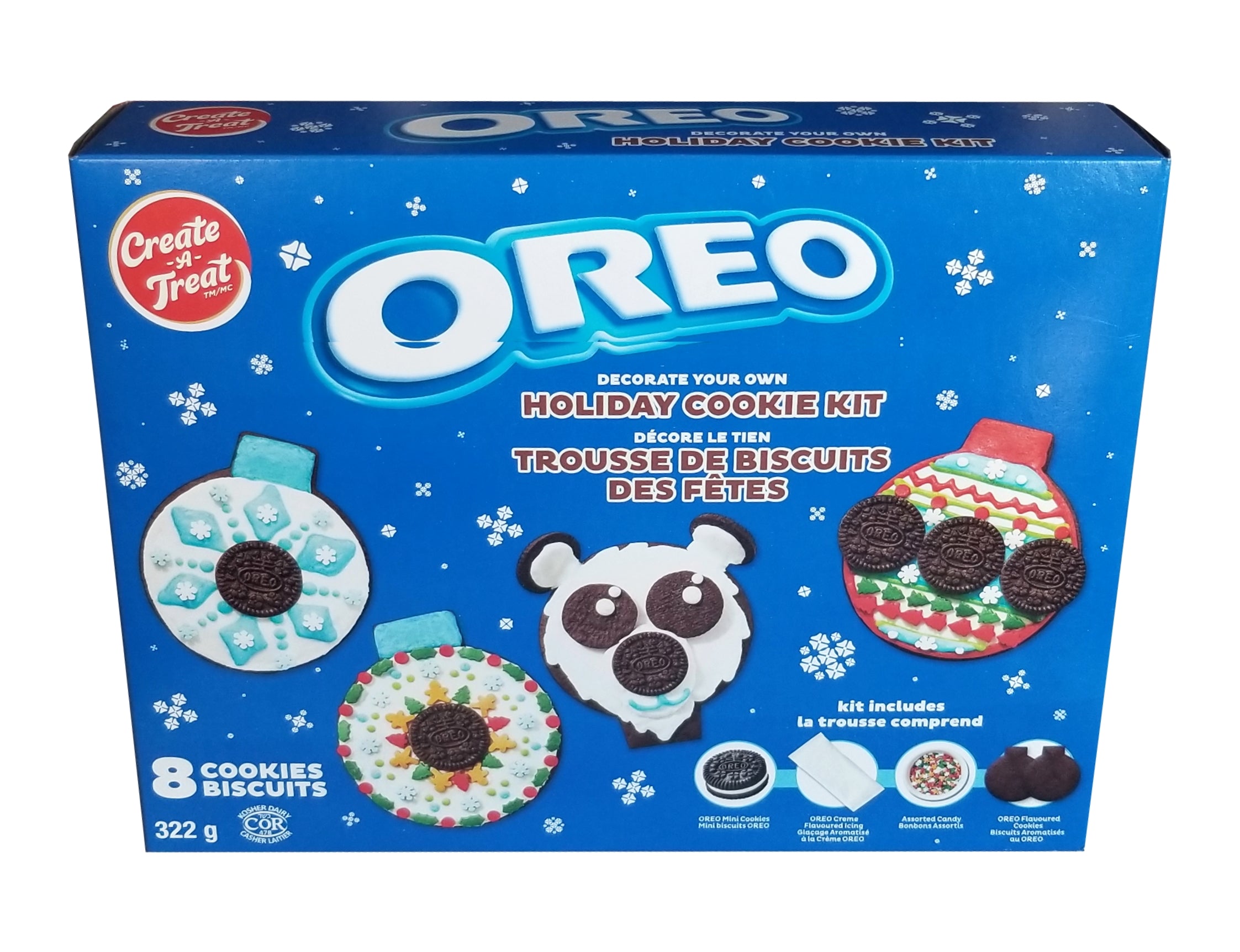 Oreo Decorate your Own Holiday Cookie Kit, 8 Cookies, 322g/11.3 oz. Box {Imported from Canada}