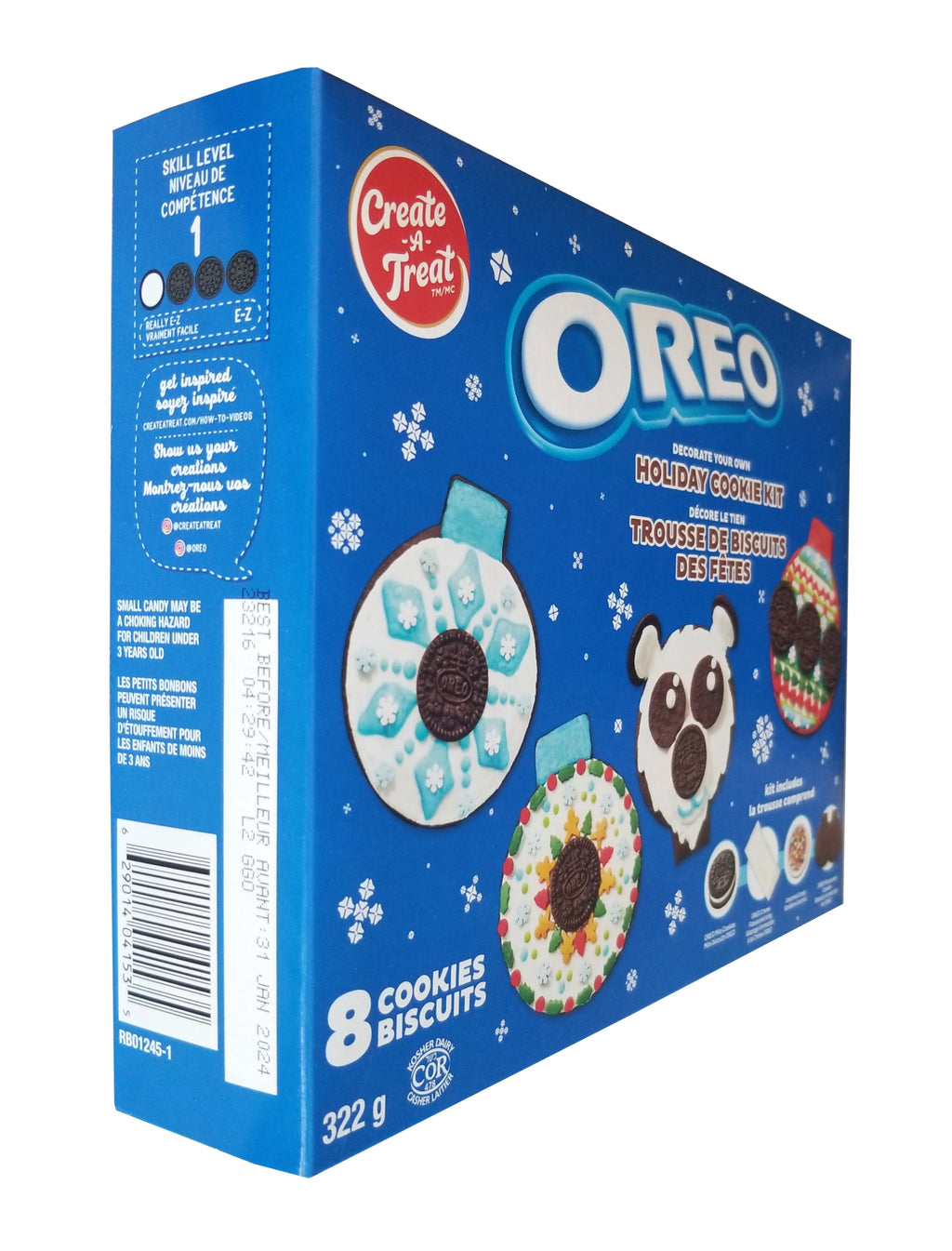 Oreo Decorate your Own Holiday Cookie Kit, 8 Cookies, 322g/11.3 oz. Box {Imported from Canada}