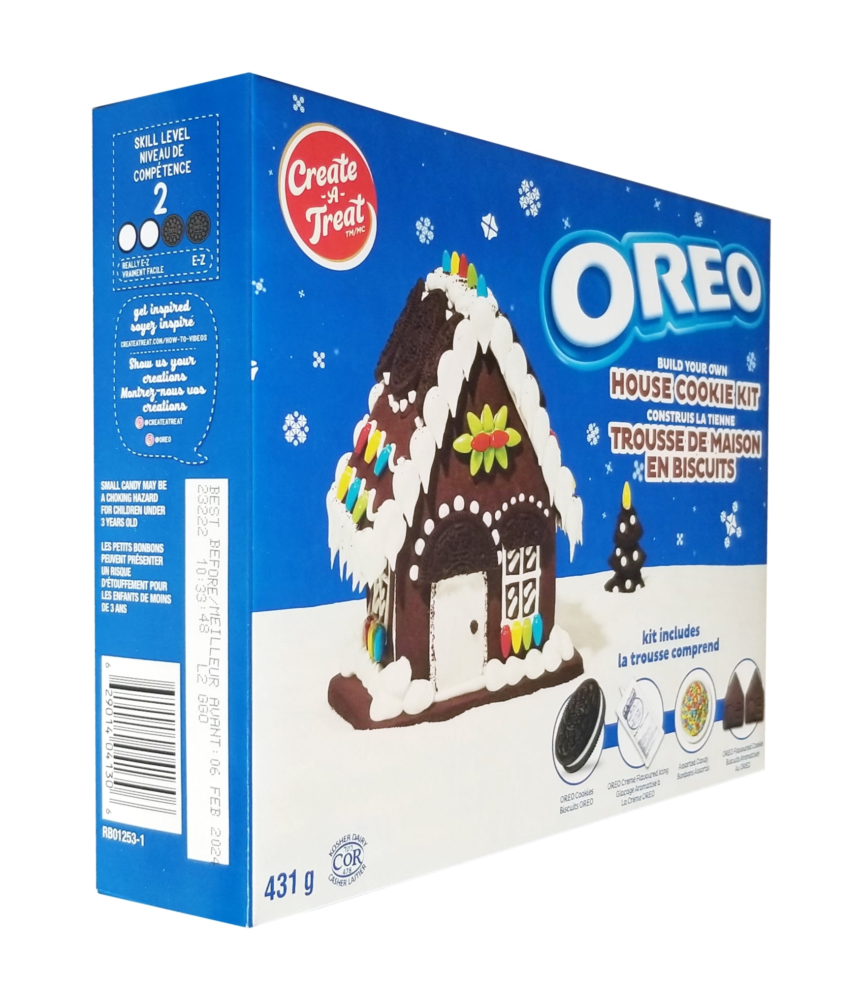Oreo House Cookie Kit, Christmas Gingerbread House Variation, 431g/15 oz