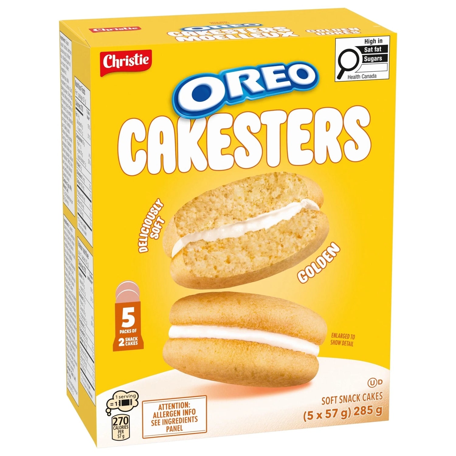 Box of Christie Oreo Cakesters soft snack cakes on a white background