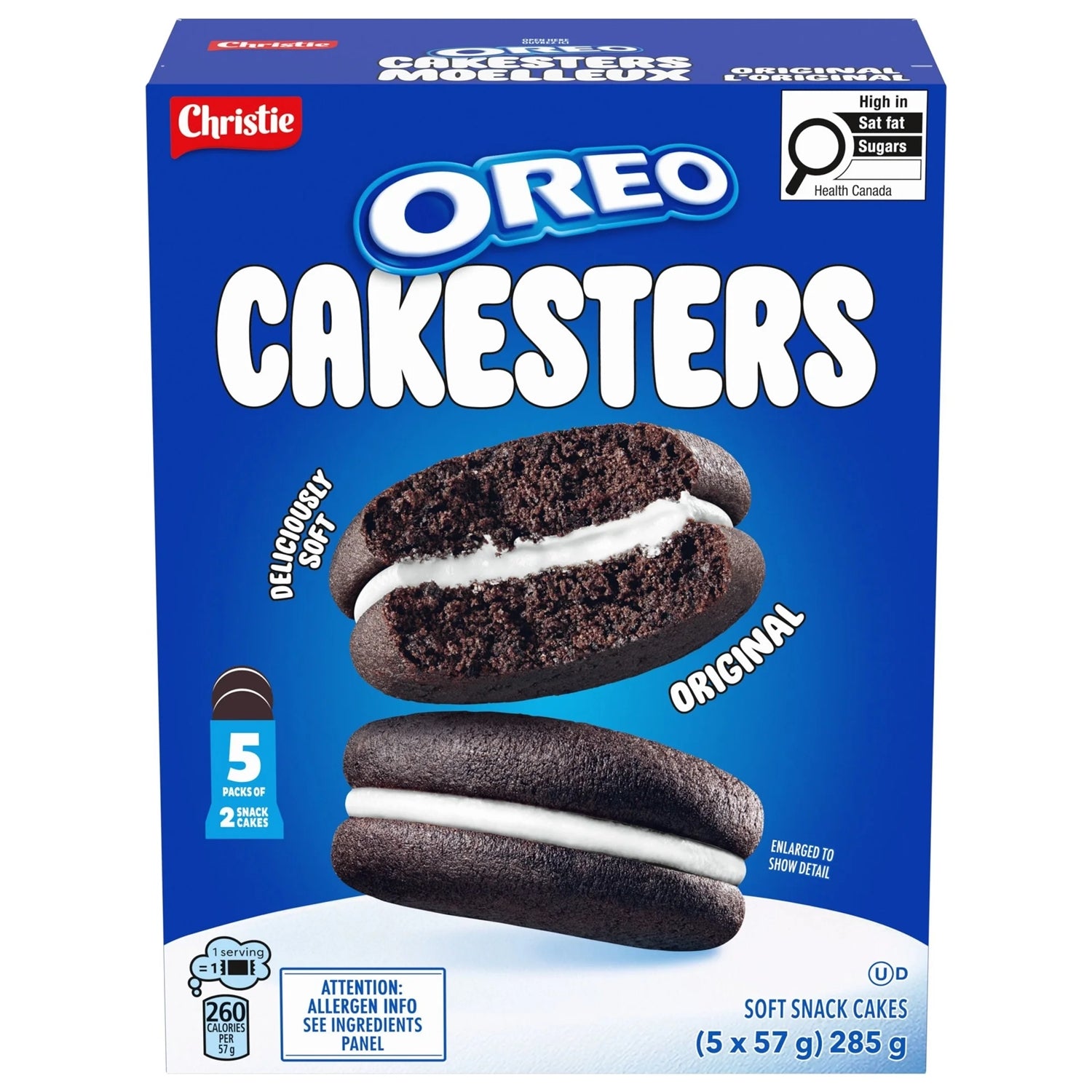 Box of Oreo Cakesters 5x57g with blue and white design
