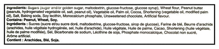Ingredients list for Oreo Peanut Butter Creme Chocolate Sandwich Cookies, 486g/17.1 oz