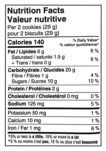 Nutrition facts label for Oreo Peanut Butter Creme Chocolate Sandwich Cookies, 486g/17.1 oz