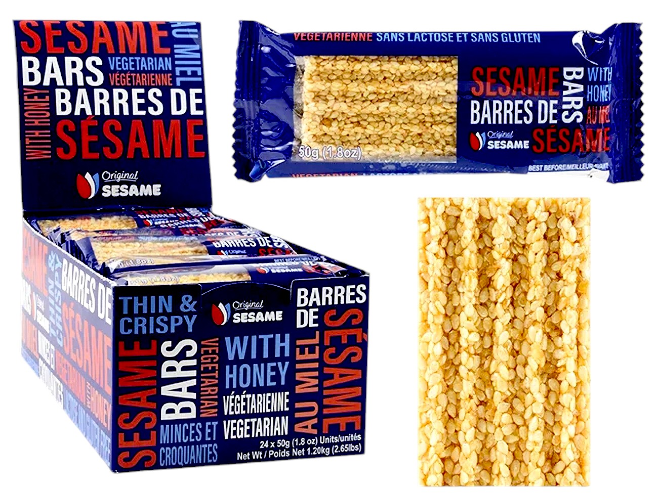 Original Sesame Bars With Honey, King Size Bars, (Pack of 24), 24x50g/1.2 kg