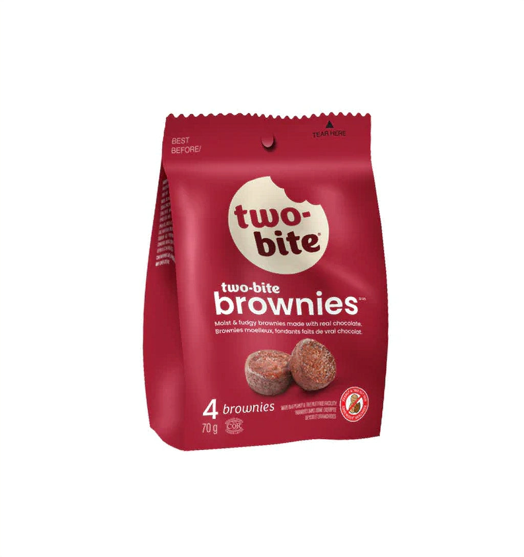 Front of Original Two-Bite Brownies, 70g/2.4 oz. Box Left Angle