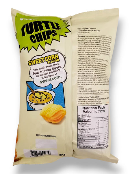 Orion Turtle Chips Sweet Corn Flavor, 160g/5.6 oz. - Back Of Bag