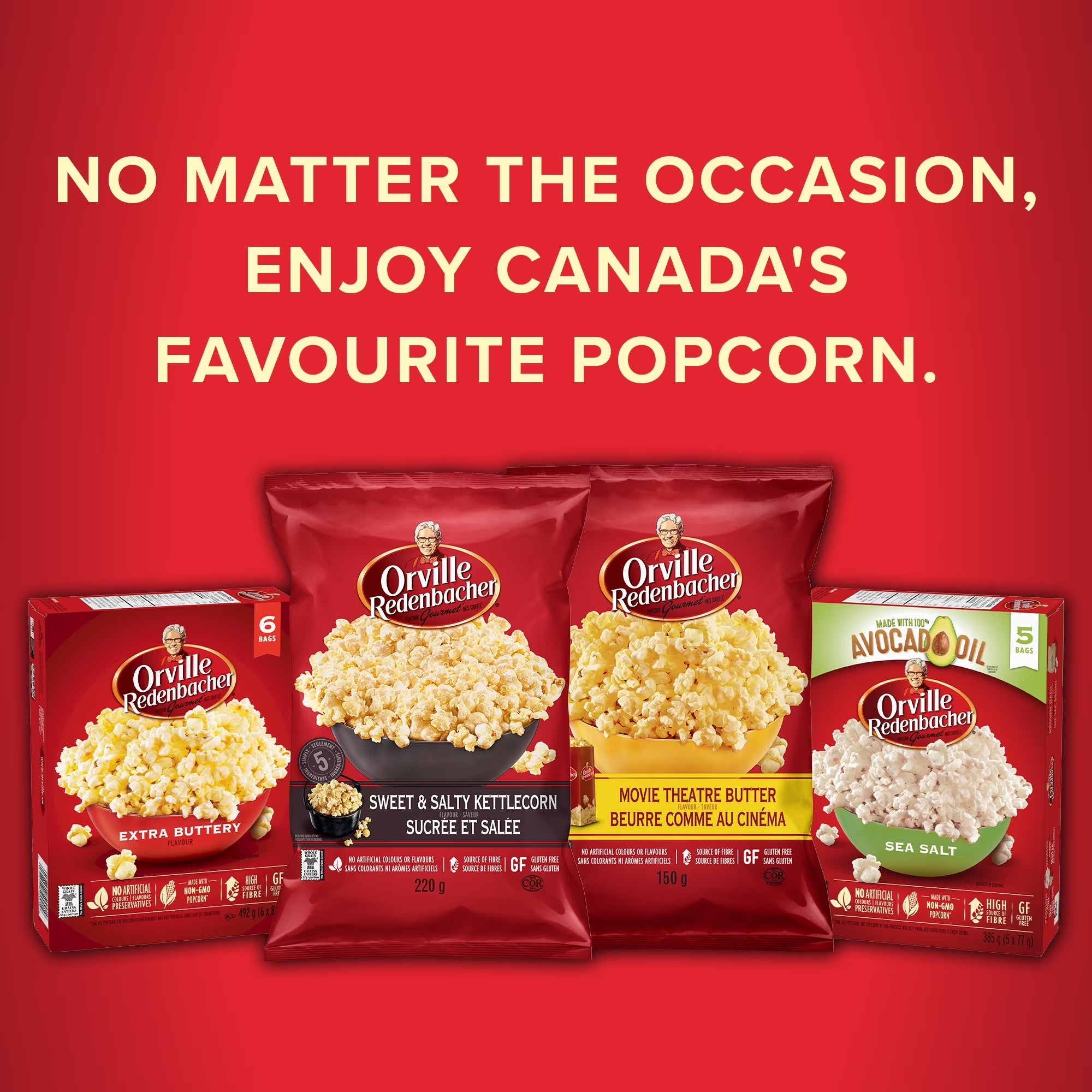Orville Redenbacher's Kettlecorn Popcorn variety of flavors, sweet salty popcorn snack lineup