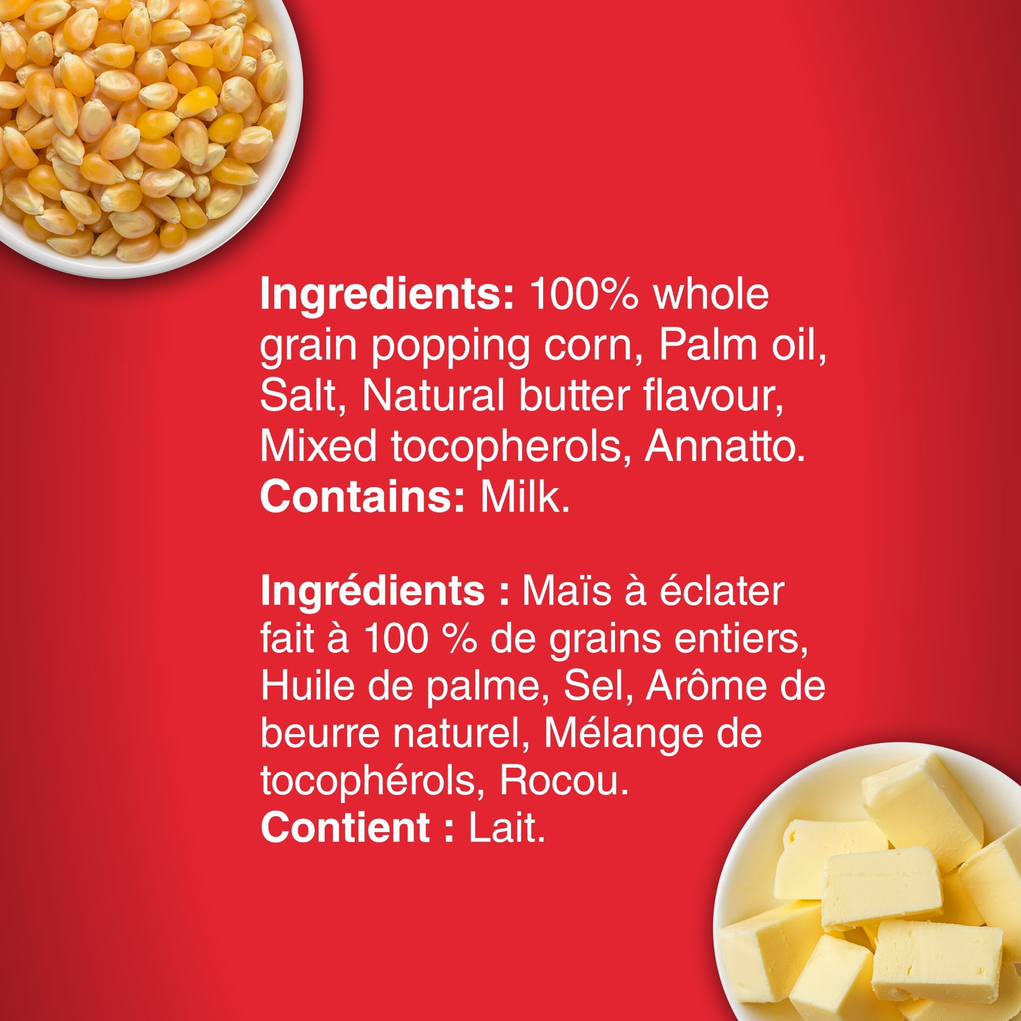 Orville Redenbacher's Gourmet Microwave Popcorn, Extra Buttery, 492g/17.4oz Ingredients