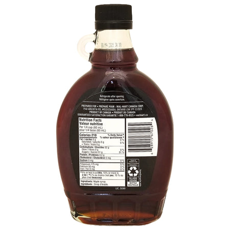 Our Finest Very Dark Maple Syrup 375 ml bottle back panel
