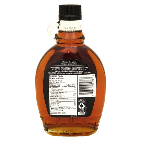 Our Finest Amber Maple Syrup 375 ml bottle back panel