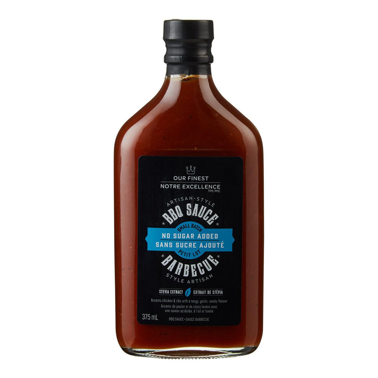 Our Finest Artisan-Style BBQ Sauce, No Sugar Added, 375mL/13 fl. oz. Bottle