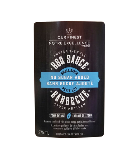 Our Finest Artisan-Style BBQ Sauce, No Sugar Added, 375mL/13 fl. oz. Bottle Front Cover