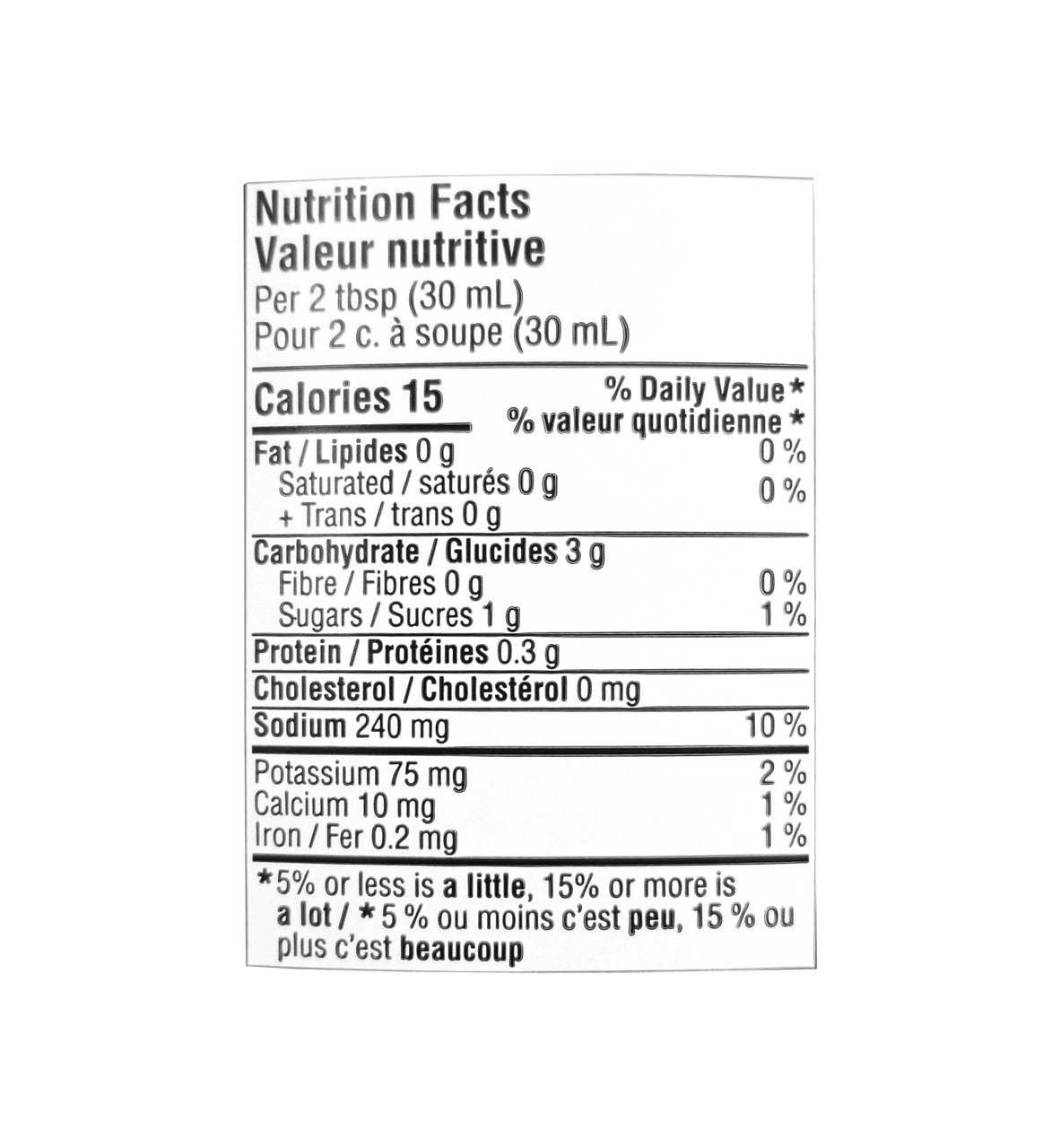 Our Finest Artisan-Style BBQ Sauce, No Sugar Added, 375mL/13 fl. oz. Bottle Nutrition Facts