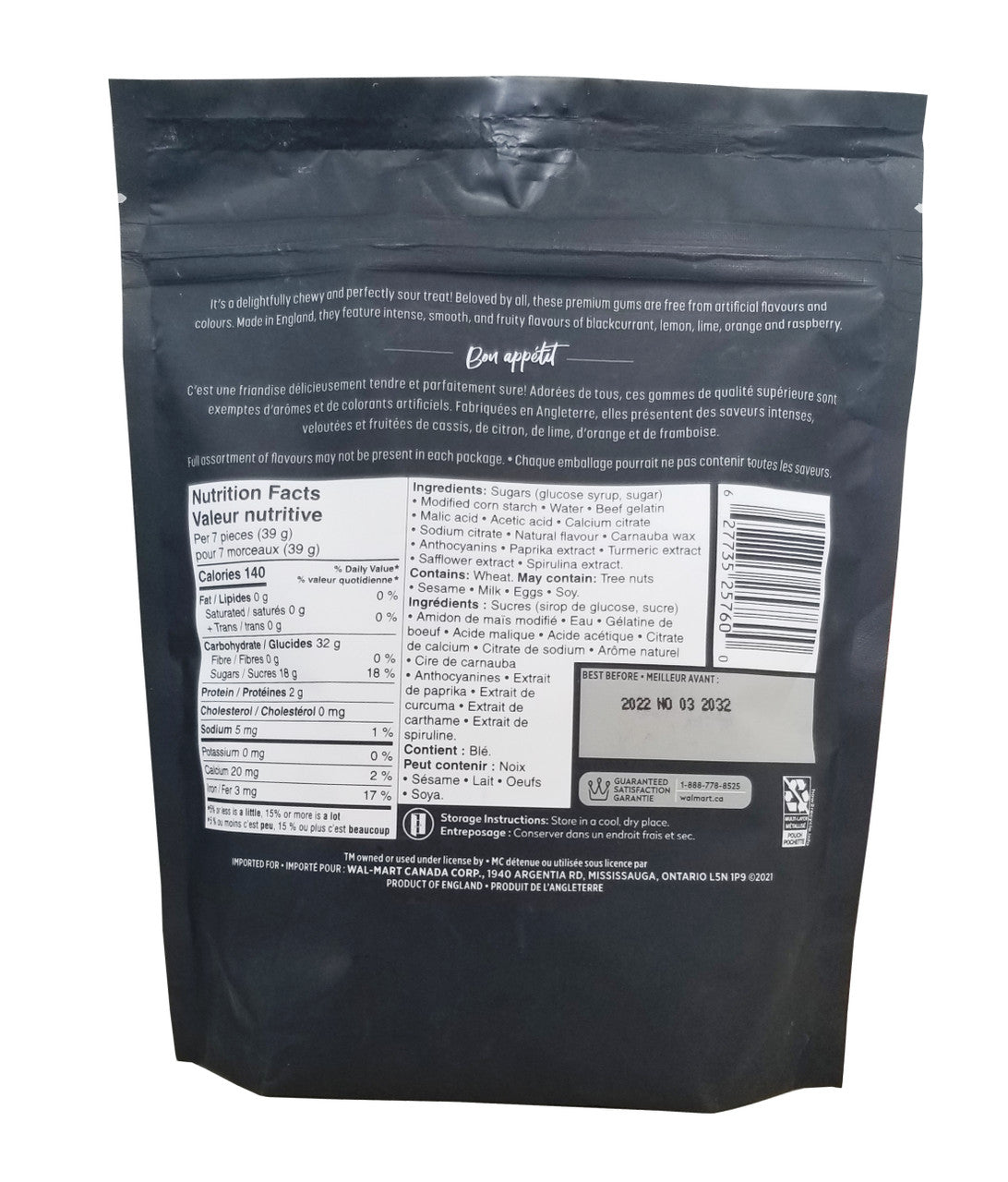 Our Finest Sour Premium Wine Gums, 400g/14 oz. Bag, {Imported from Canada}