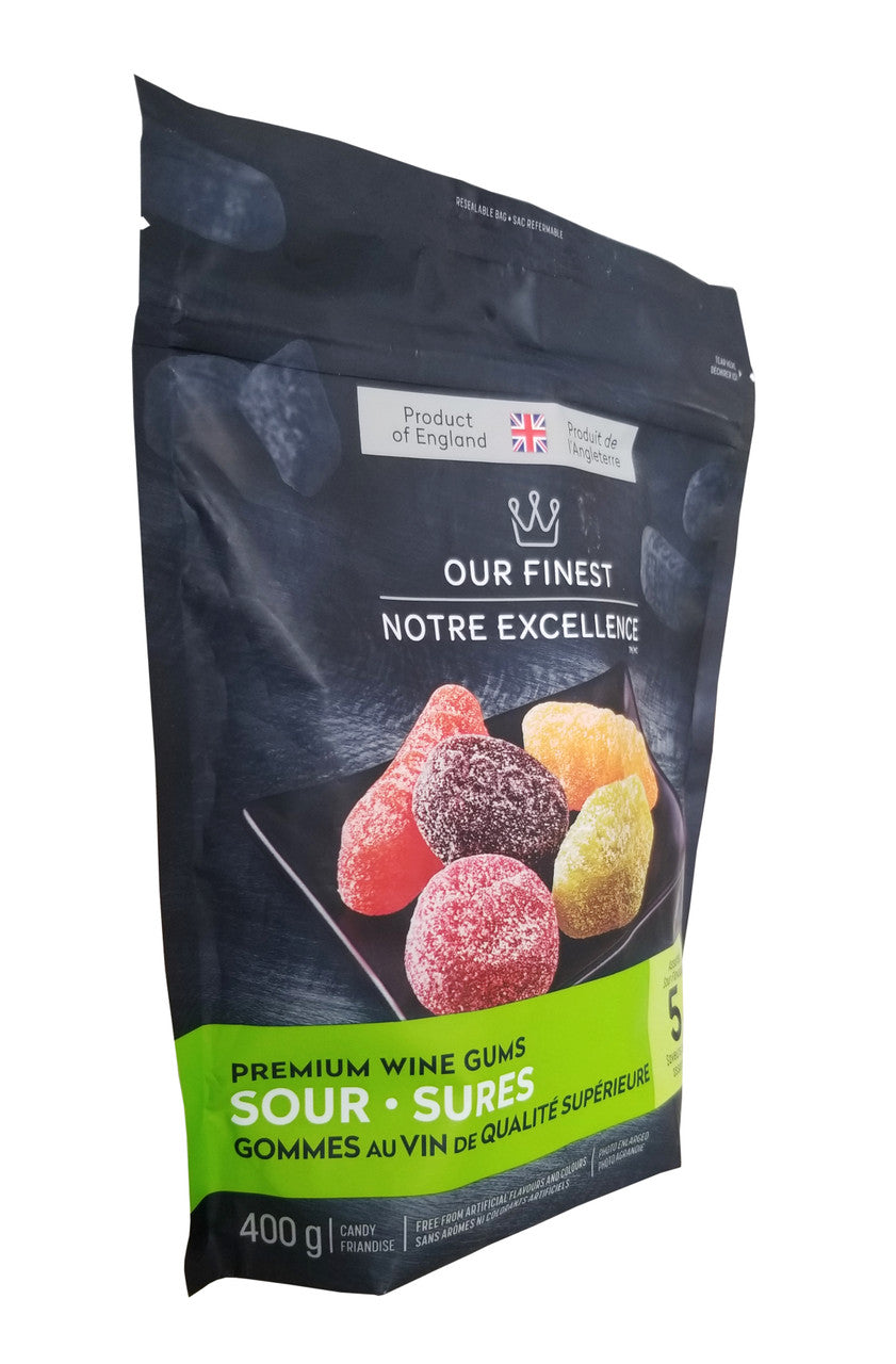 Our Finest Sour Premium Wine Gums, 400g/14 oz. Bag, {Imported from Canada}