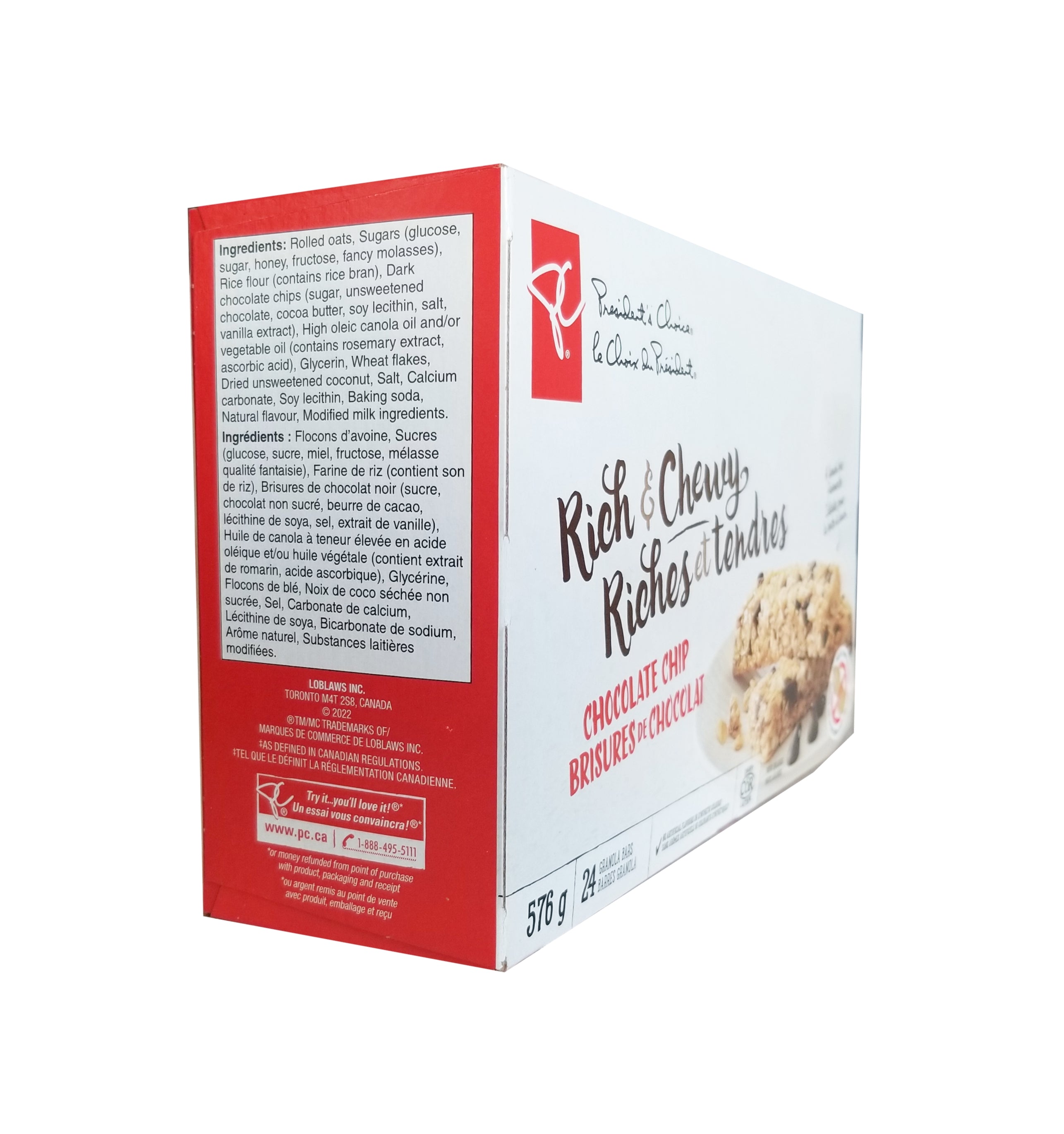 President's Choice Rich & Chewy Chocolate Chip Granola Bars, 24 count, 576g/20.0 oz