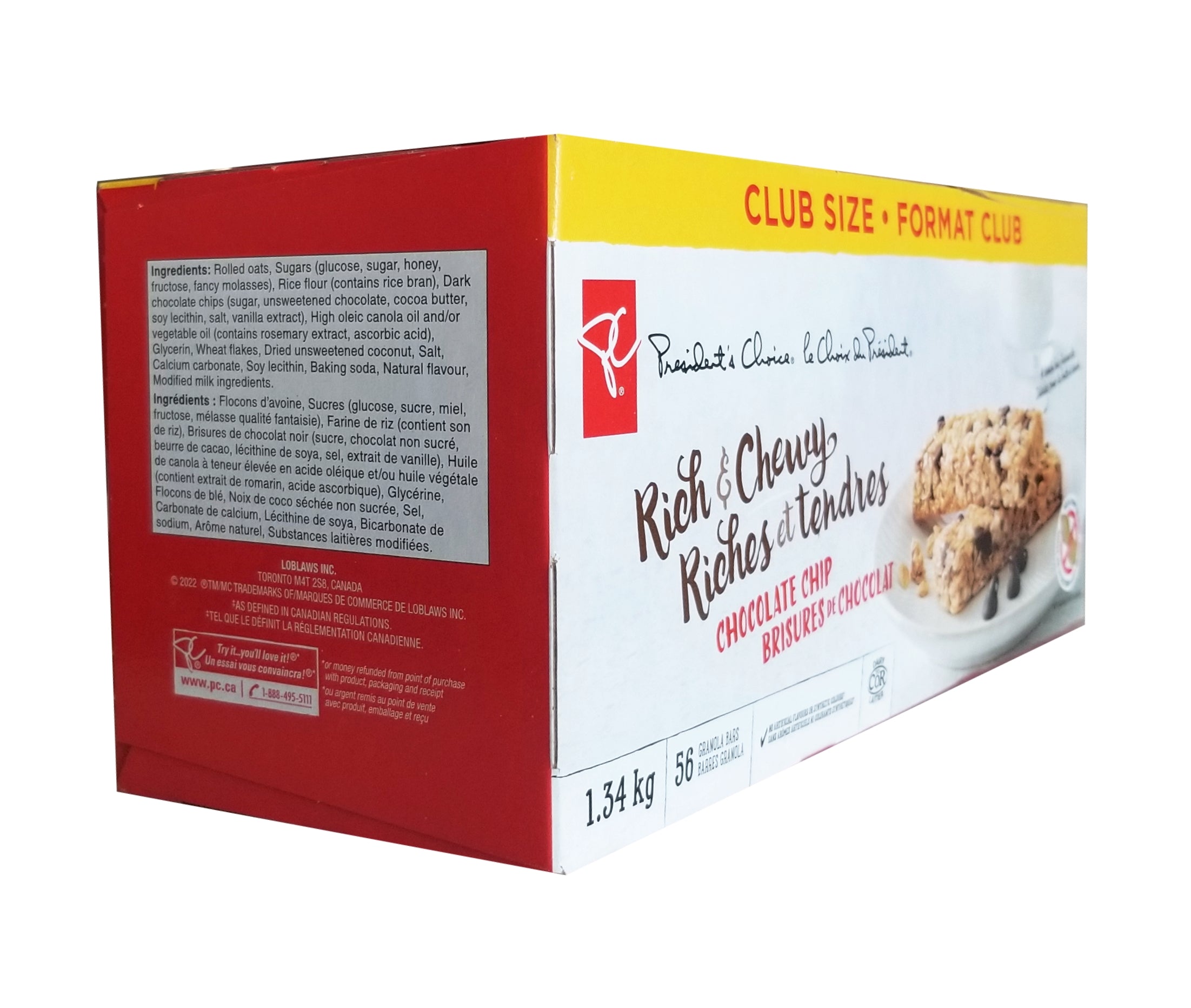 President's Choice Rich & Chewy Chocolate Chip Granola Bars, 56 count, 1.34kg/2.9 lb