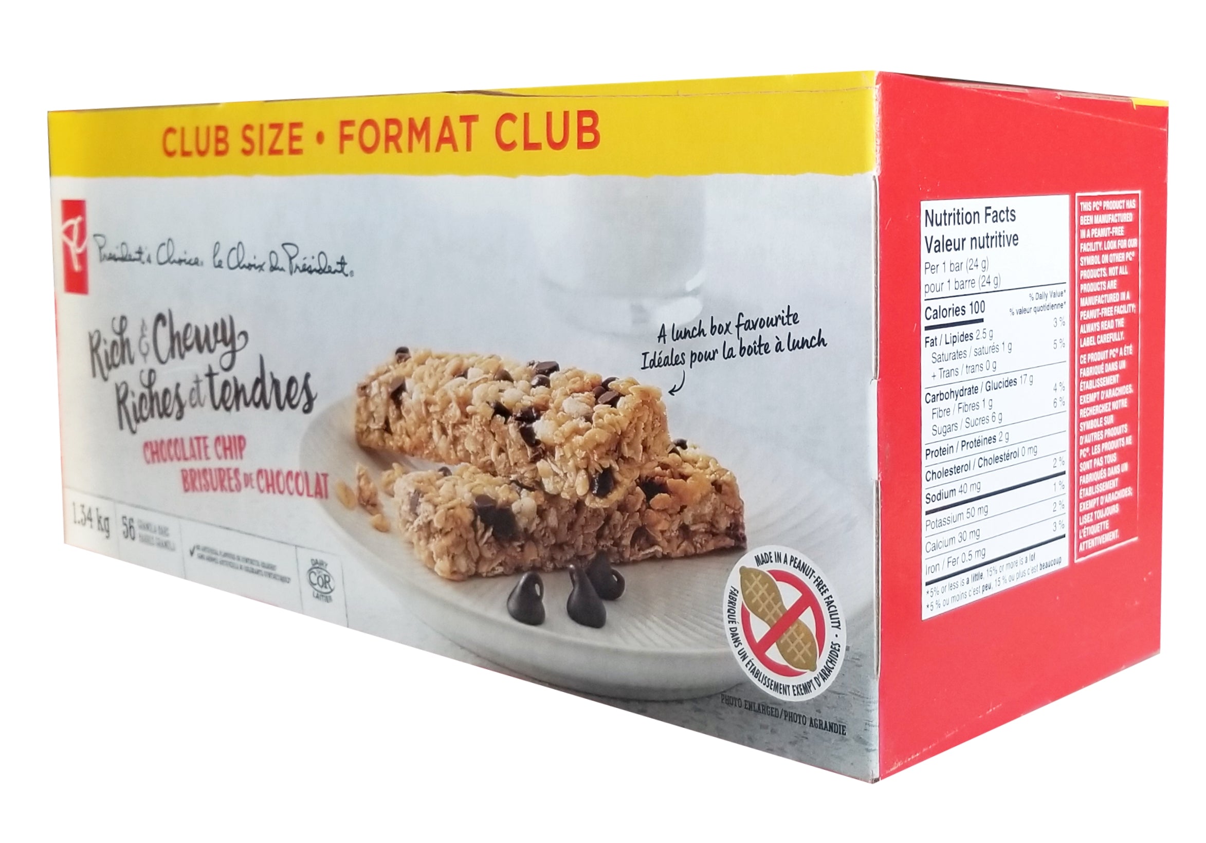 President's Choice Rich & Chewy Chocolate Chip Granola Bars, 56 count, 1.34kg/2.9 lb