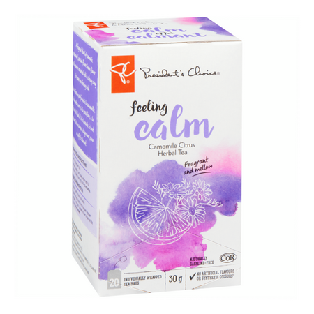 President's Choice Feeling Calm Herbal Tea angled view