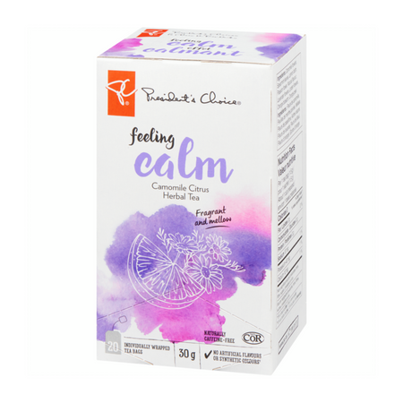 President's Choice Feeling Calm Herbal Tea angled view