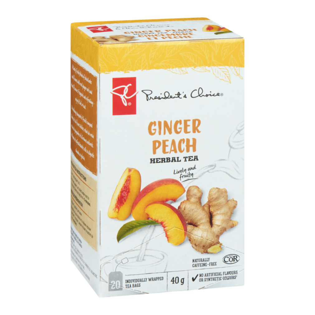 President's Choice Ginger Peach Herbal Tea, 20ct, 40g/1.4 oz. Box