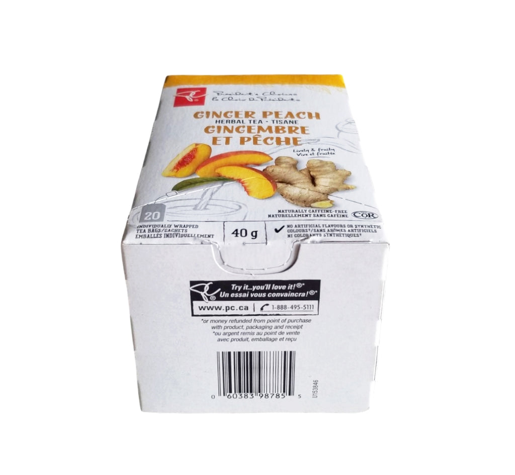 President's Choice Ginger Peach Herbal Tea, 20ct, 40g/1.4 oz. Box