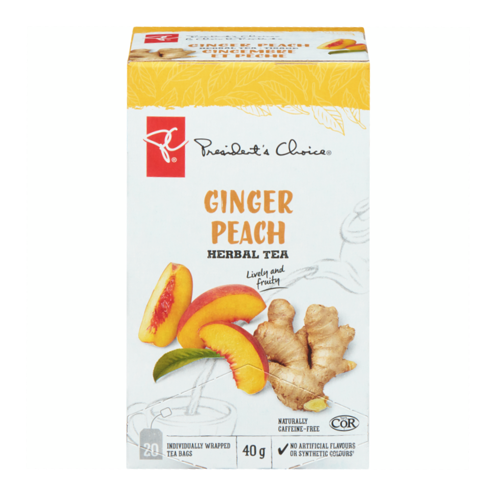 President's Choice Ginger Peach Herbal Tea, 20ct, 40g/1.4 oz. Box