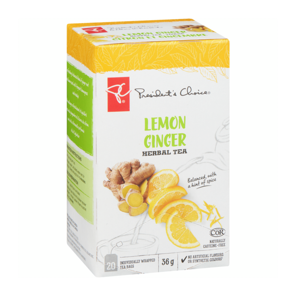 President's Choice Lemon Ginger Herbal Tea, 20ct, 40g/1.4 oz. Box