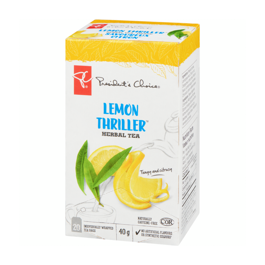 President's Choice Lemon Thriller Herbal Tea, 20ct, 40g/1.4 oz. Box