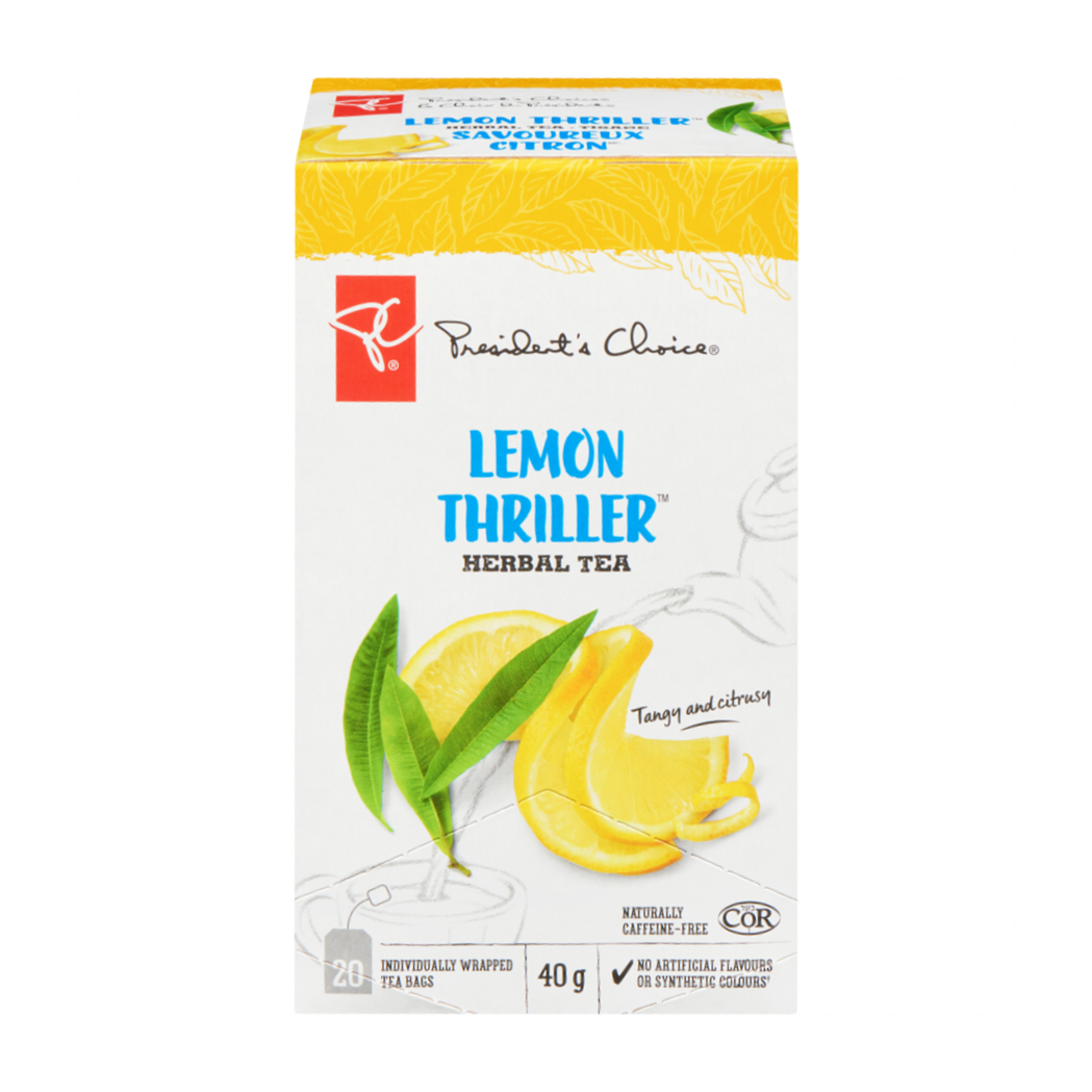 President's Choice Lemon Thriller Herbal Tea, 20ct, 40g/1.4 oz. Box