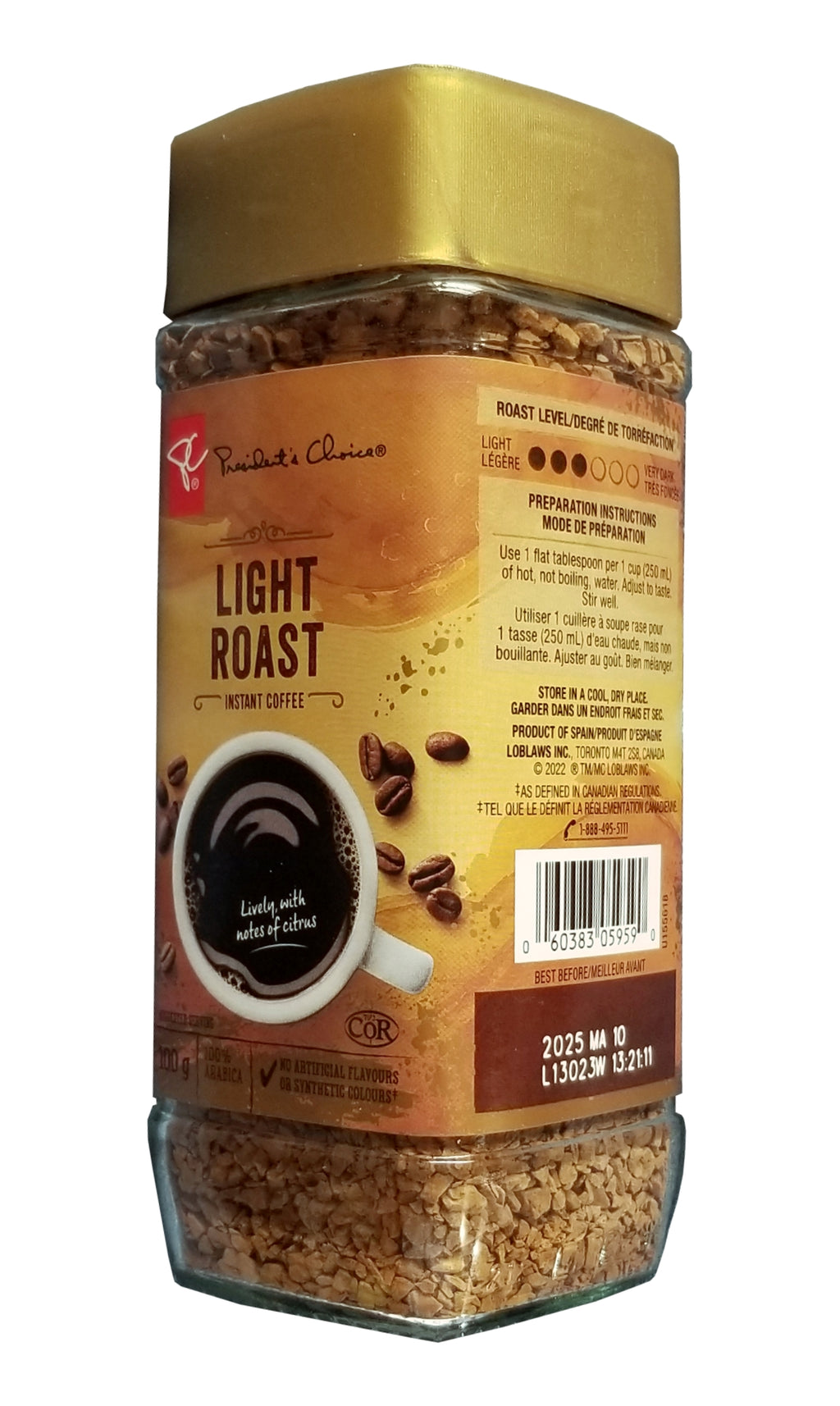 President's Choice Light Roast Instant Coffee, 100g/3.5 oz. Jar {Imported from Canada}