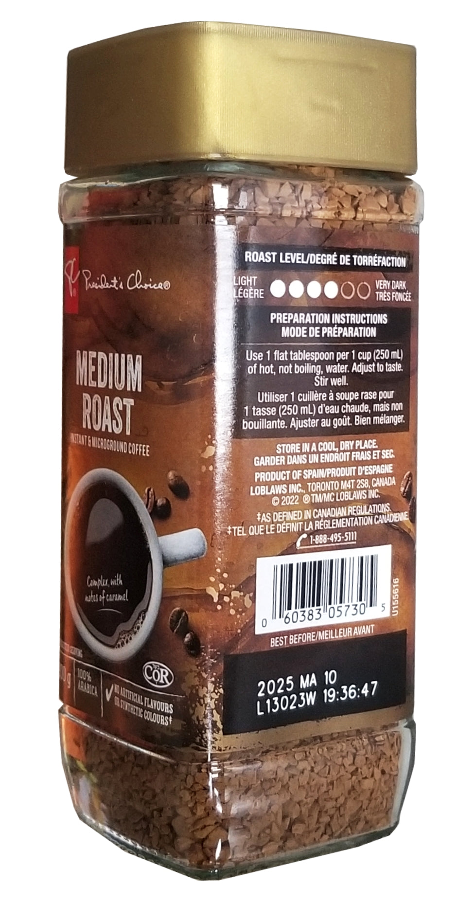 President's Choice Medium Roast Instant Coffee, 100g/3.5 oz. Jar {Imported from Canada}