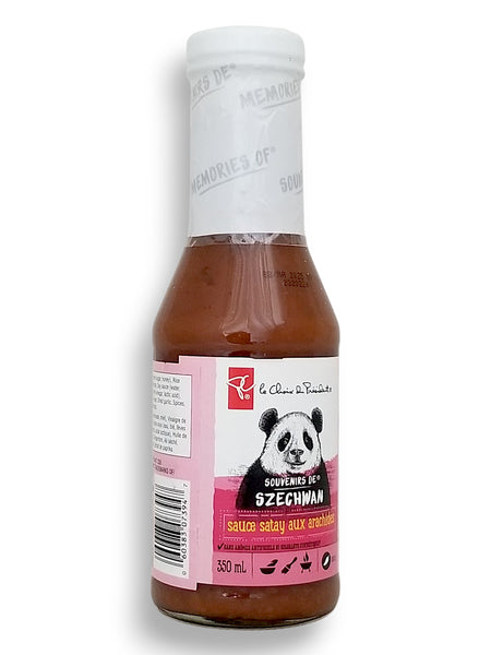 PC MEMORIES OF Szechwan Peanut Satay Sauce, 350ml – Bold & Flavorful Asian Sauce - Back Of Bottle