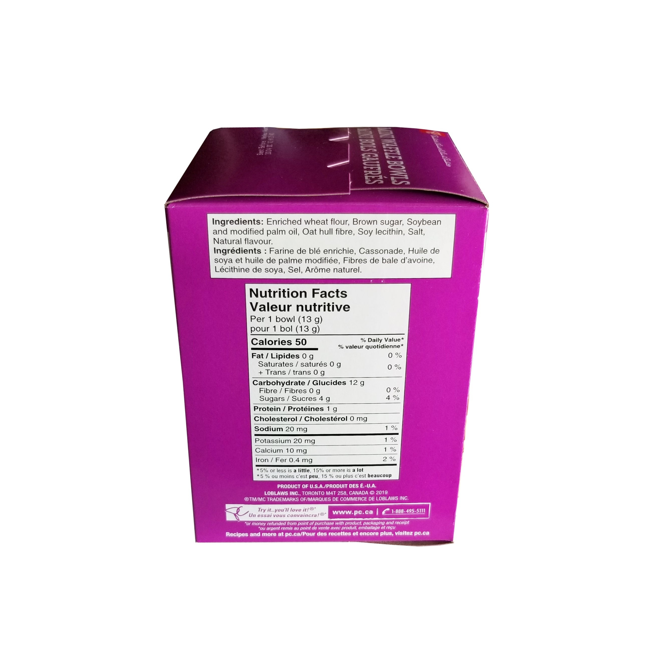 President's Choice Mini Waffle Bowls, 12 Bowls, 135g/4.7 oz. Box {Imported from Canada}