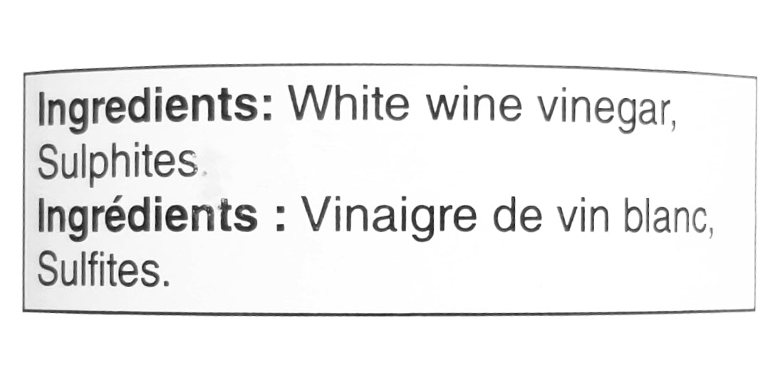 President's Choice White Wine Vinegar Ingredients Label