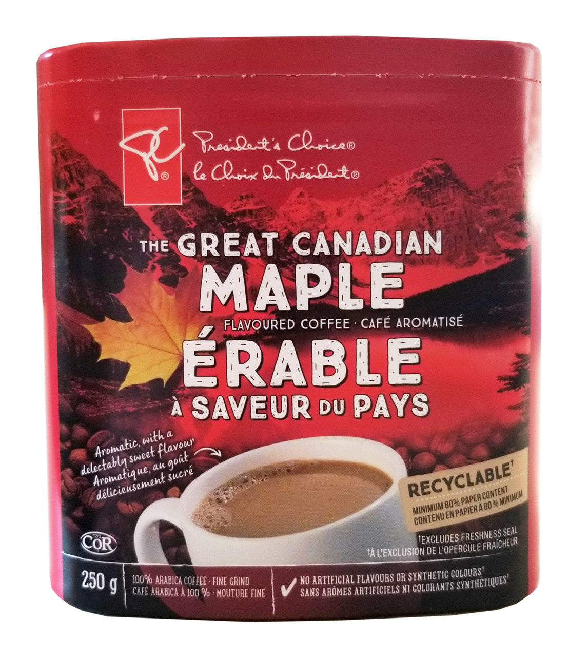 President's Choice The Great Canadian Maple Flavored Coffee, 250g/8.75 oz. Box {Imported from Canada}
