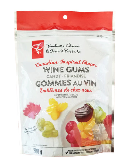 Presidents Choice Canadian-Inspired Shapes Wine Gums Candy, 200g/7 oz., Bag, {Imported from Canada}