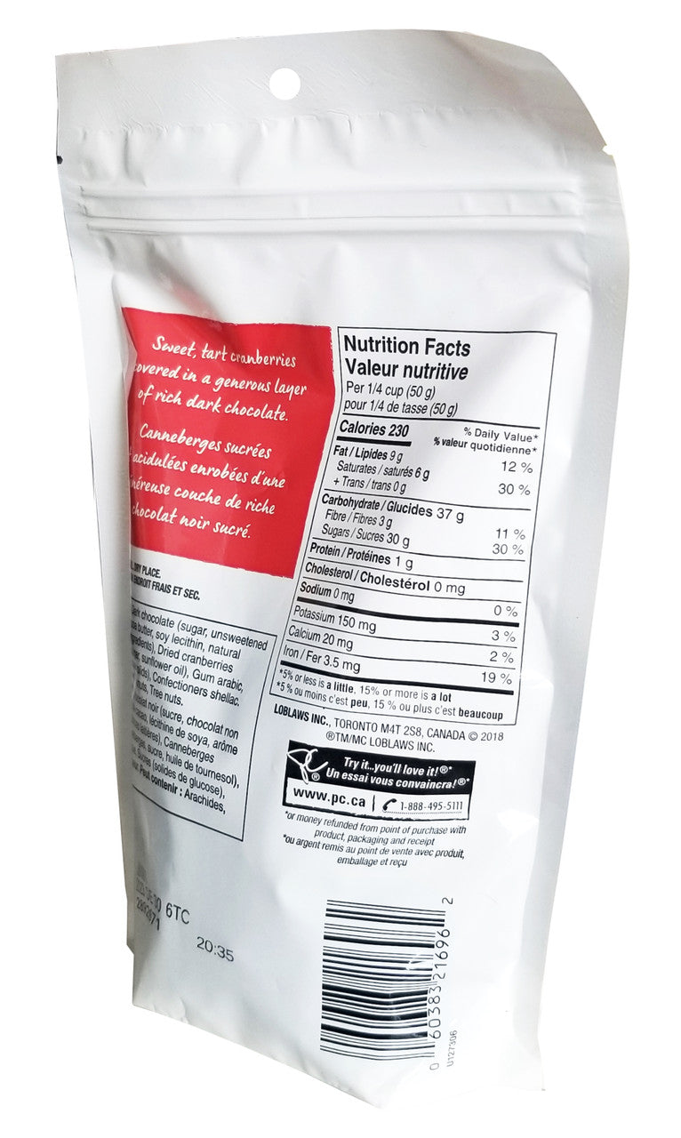 President's Choice Dark Chocolate Cranberries, 340g/12 oz. Bag {Imported from Canada}