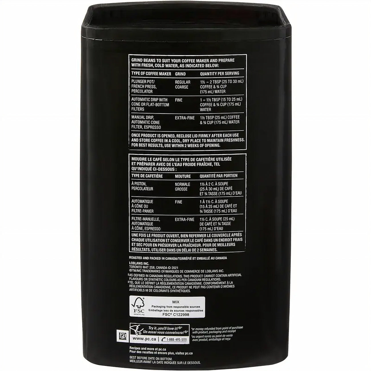 President's Choice Gourmet West Coast Dark Roast Whole Bean Coffee, 907g/31.9 oz