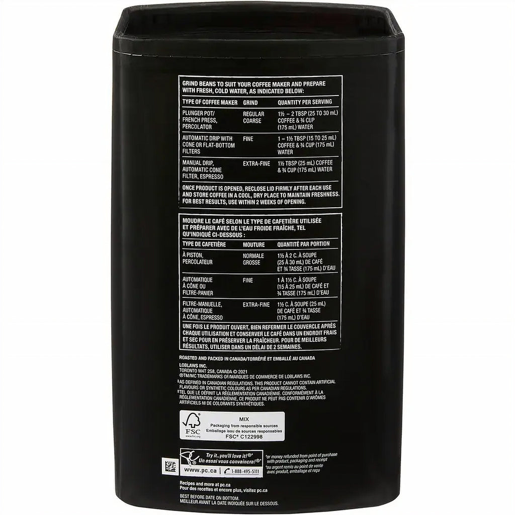 President's Choice Gourmet West Coast Dark Roast Whole Bean Coffee, 907g/31.9 oz