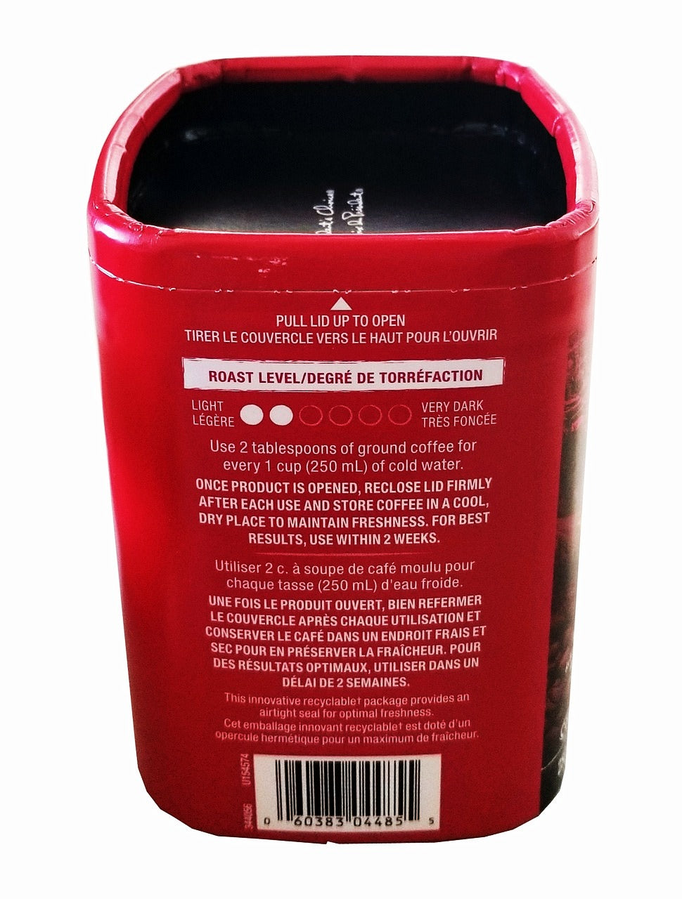 Side of President’s Choice Great Canadian Maple ground coffee box