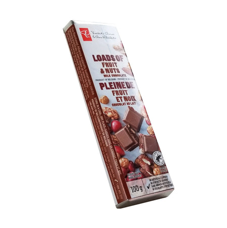 President's Choice Loads of Fruit & Nuts Milk Chocolate Bar, 100g/3.5 oz. (Imported from Canada)