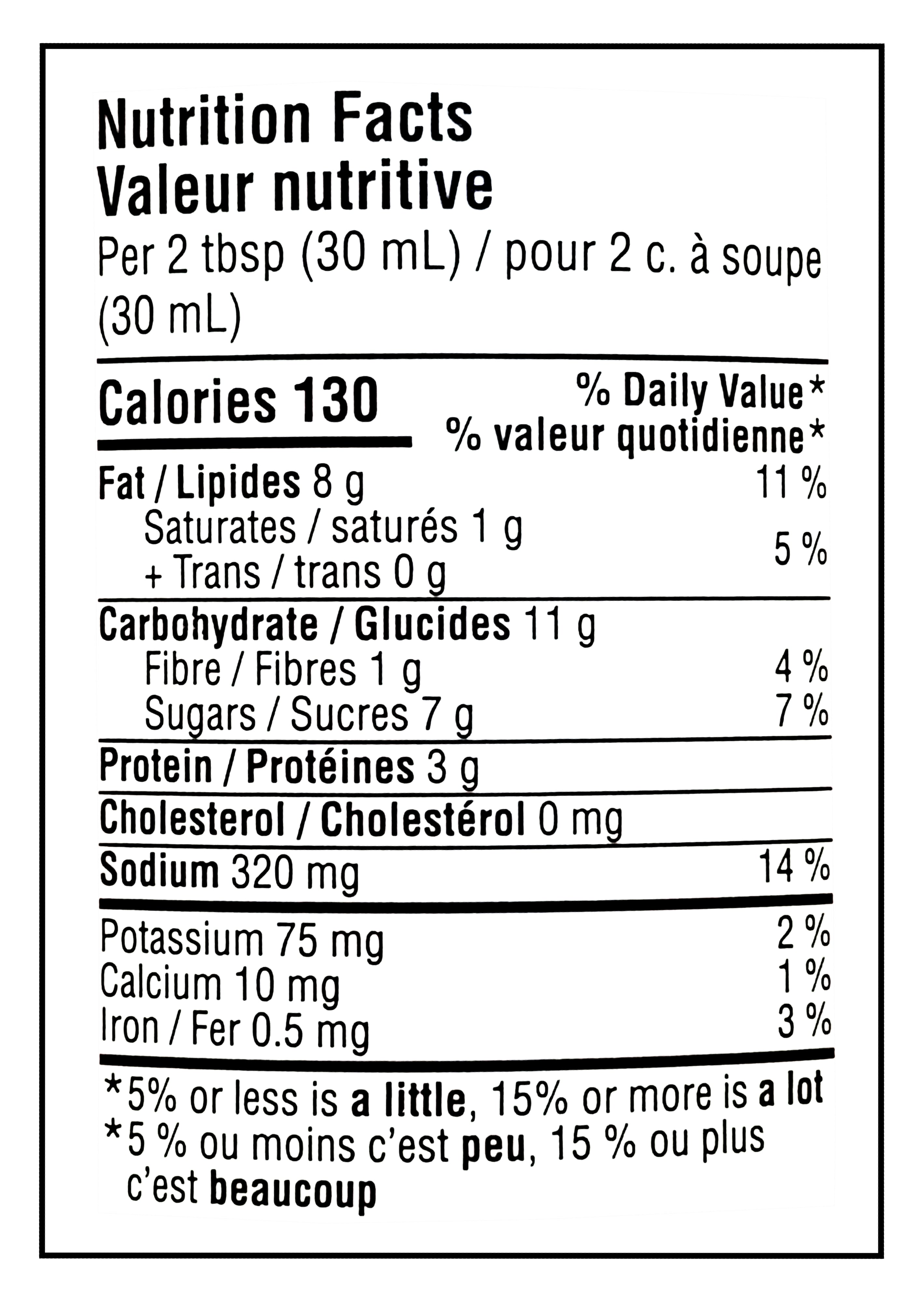 PC MEMORIES OF Szechwan Peanut Satay Sauce, 350ml – Bold & Flavorful Asian Sauce - Nutrition Facts Label