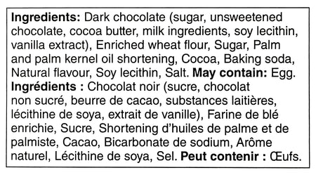 Ingredients list for President's Choice Mint Slamscuits on a white background
