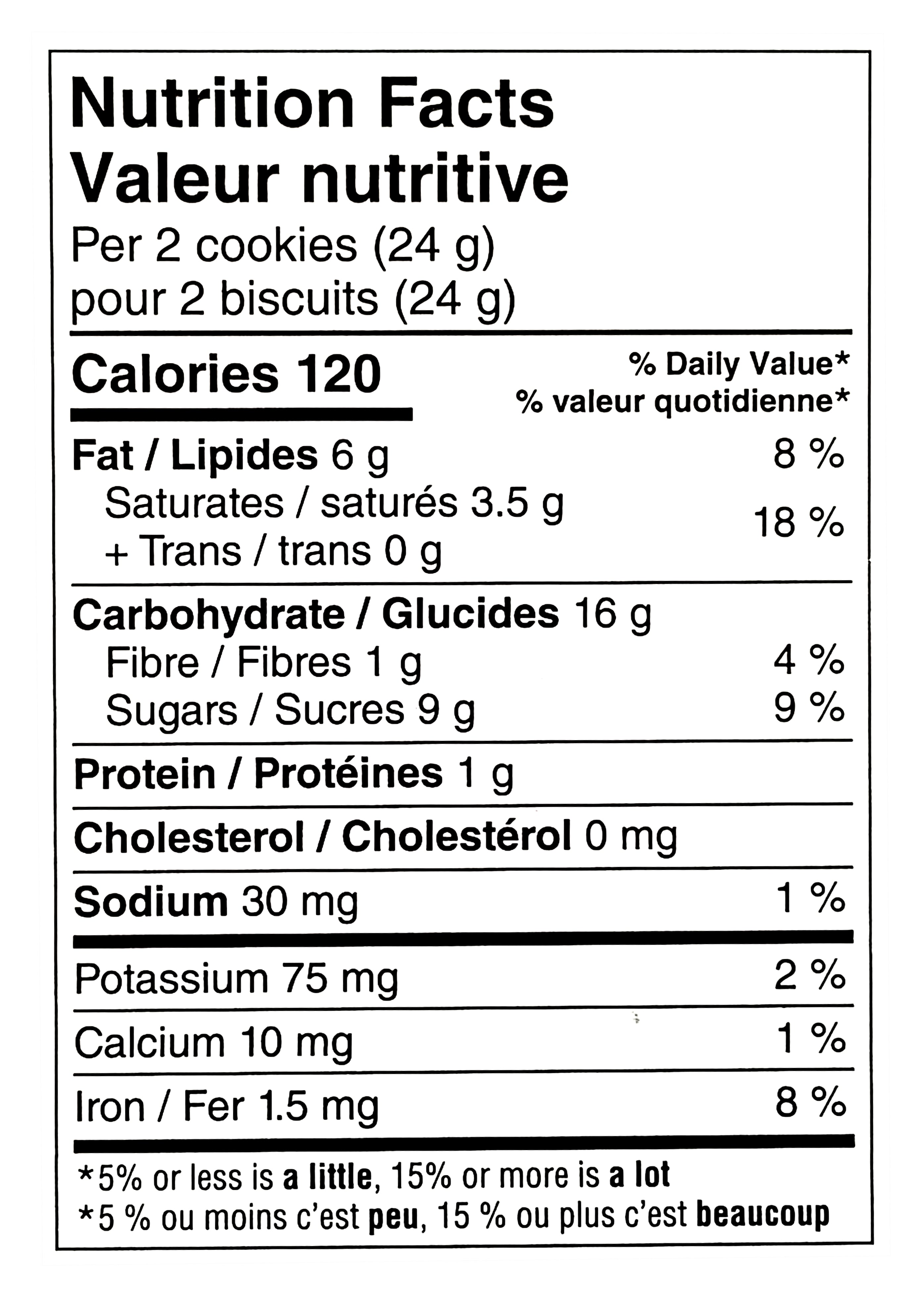 Nutrition facts label for President's Choice Mint Slamscuits showing calories, fat, carbohydrates, and other nutrients per 2 cookies.