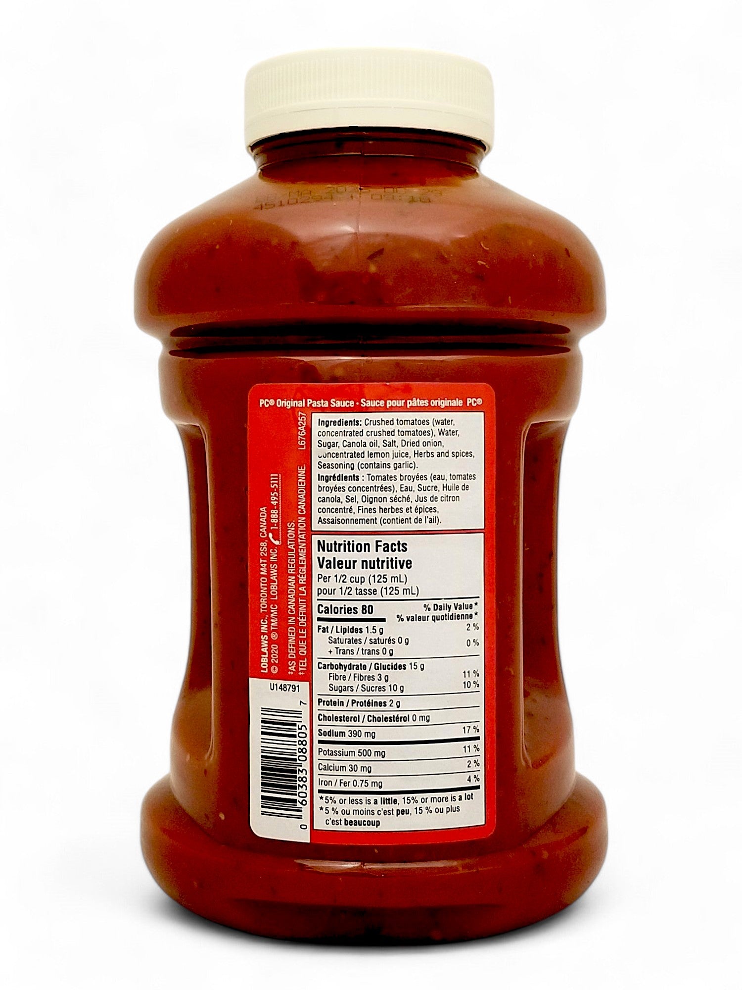 PC Original Pasta Sauce 1.8 L/4 lb. Jar - Back